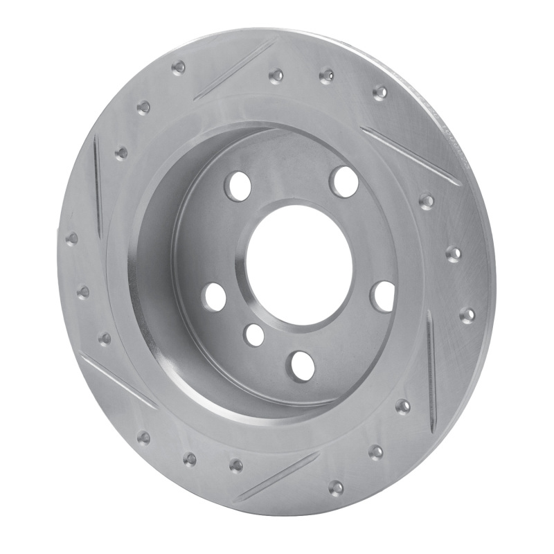 Mini Cooper Brake Rotor (1) - Rear Right - R1 Concepts - Drilled & Slotted - Silver - `14-`24
